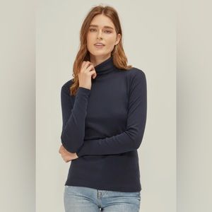 Three Dot essential heritage turtleneck, dark gray.